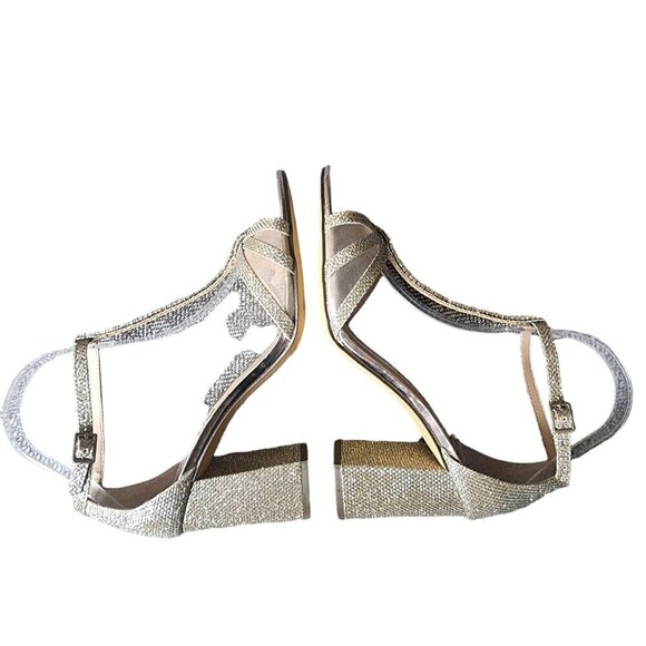 Nina Haviva Block Heel Dress Sandal Sparkle Gold Metallic Women's Size 8M - Picture 7 of 13